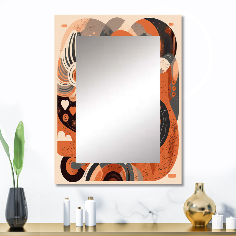 Evolving Abstractions IV - grand miroir moderne Mid-Century, décor de miroir mural unique moderne, impression d'art en métal