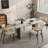 63" Modern Rectangular Dining Table For 4-6 People, Kitchen Table With Travertine Tabletop And Unique Two-color Design Legs, Easy Assembly For Dining Room, Kitchen, Living Room
