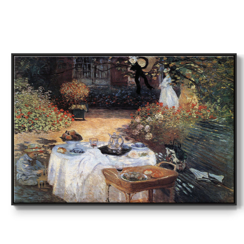 Le déjeuner encadré sur toile par Claude Monet, Noir, H 25 po x l 37 po x P 2 po
