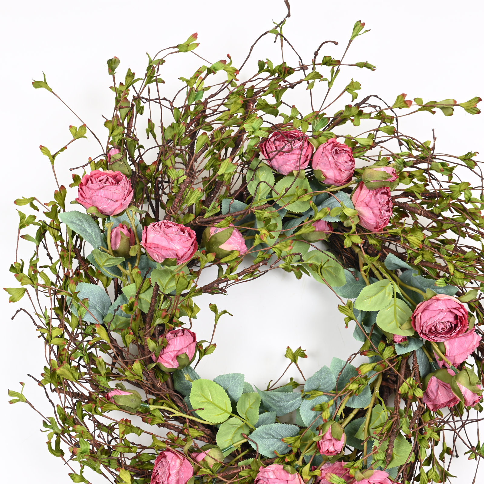24" Handcrafted Twig No Holiday Wreath, Red