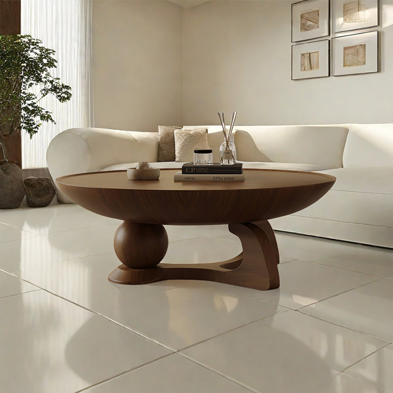 Modern simple round coffee table, 14.6"H x 35.4"L x 35.4"W