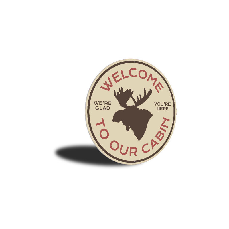 Plaque en aluminium «Moose Cabin Welcome», H 18 po x l 18 po x P 0,06 po