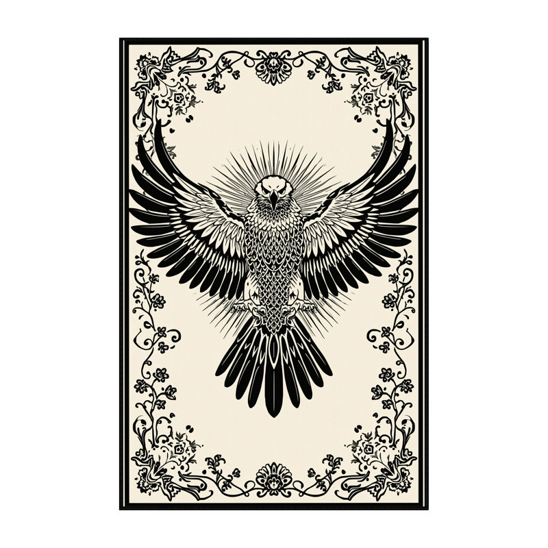 Machine Washable Oryn Harpy Eagle Classic Oriental Rug in Beige – Binding, 3 x 5
