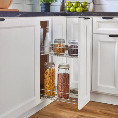 Rev-A-Shelf Kitchen, Desk or Vanity Base Cabinet Pullout Filler Organizers  w/ Perforated Accessory Hanging Panel
