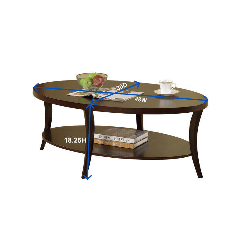 Contemporary Oval Shelf Coffee Table, Gray