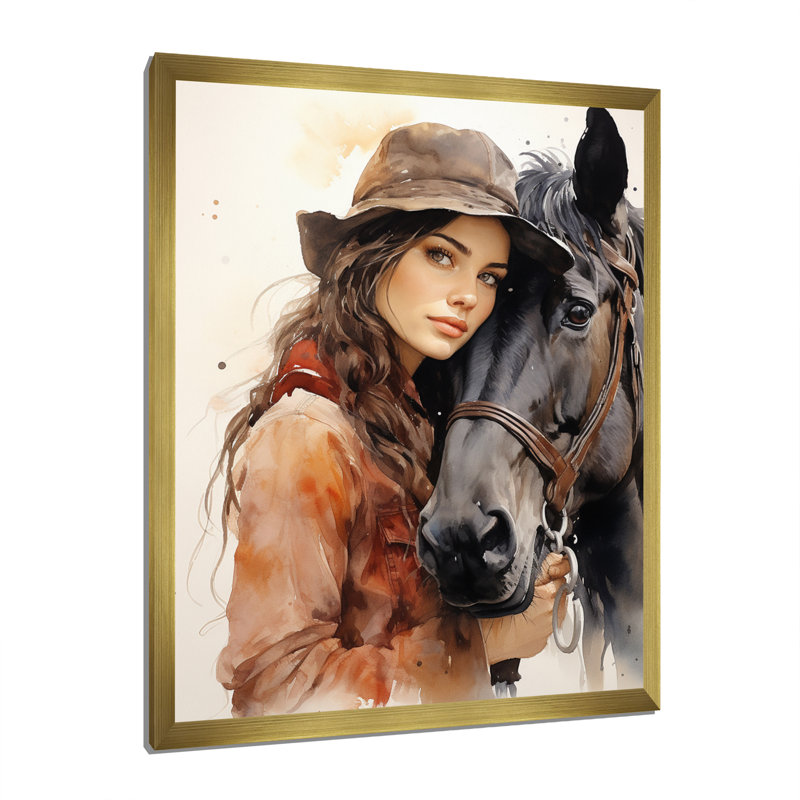 Wivestad Cowgirls and Horse Bond II, H 20 po x l 12 po, Encadrement doré