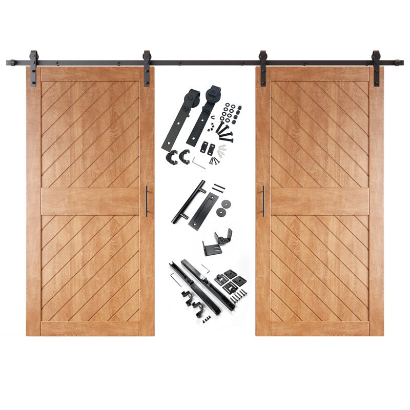 Homacer : porte Ã  deux battants de style amÃ©ricain ancien, non assemblÃ©e et finie, Ã  rayures obliques, avec trousse de quincaillerie d'installation non contournable, pour usage intÃ©rieur uniquement