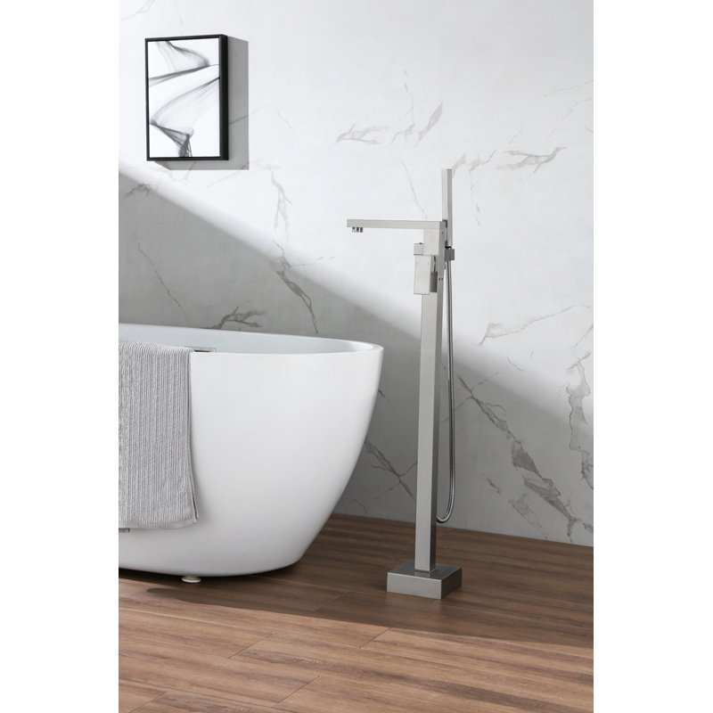 Henry 1 Freestanding Tub Filler with Hand Shower and Diverter, Brushed Nickel