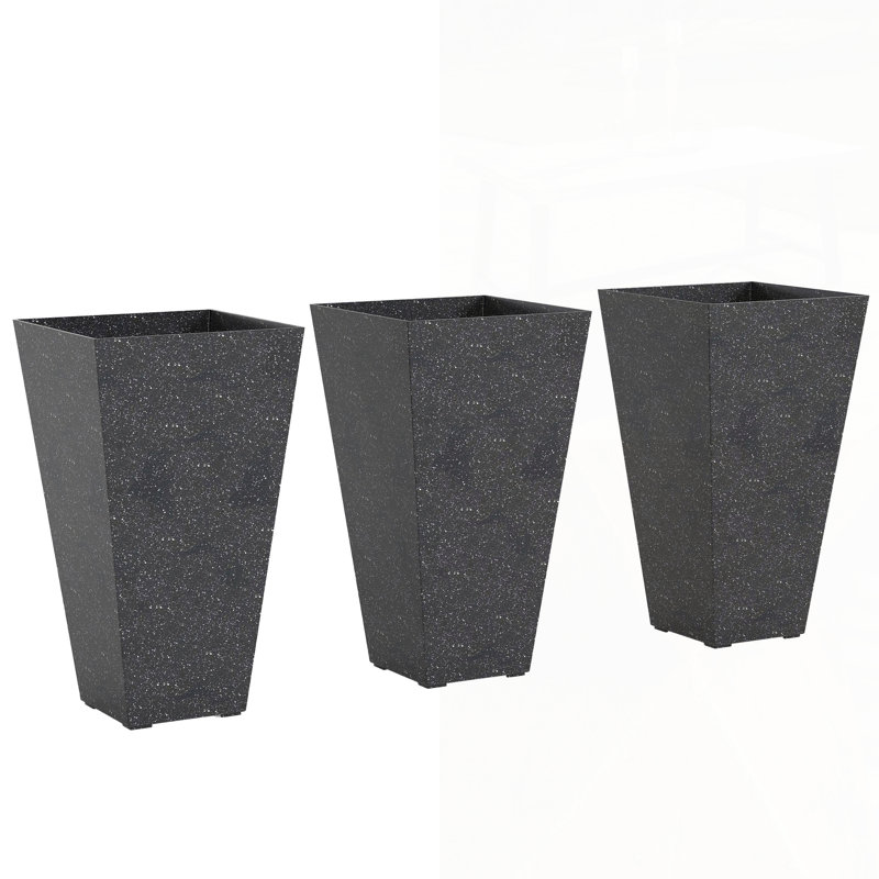 Ensemble de 3 pots à fleurs empilables pour des solutions de jardinage esthétiques et peu encombrantes, Noir