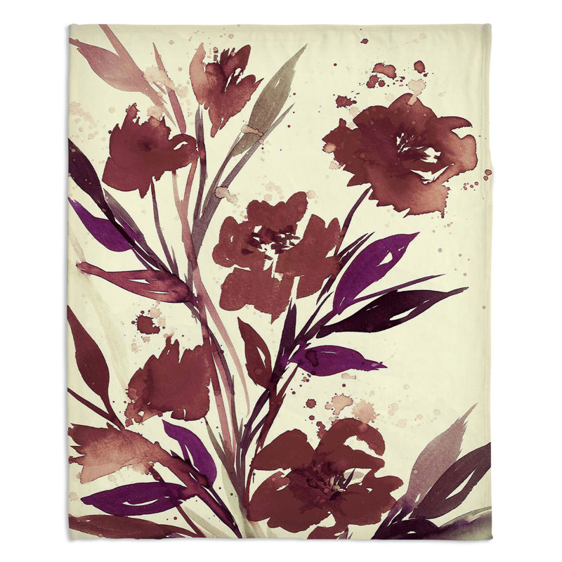 Couverture de sherpa brun doux posies avec poches, l 51 po x L 60 po