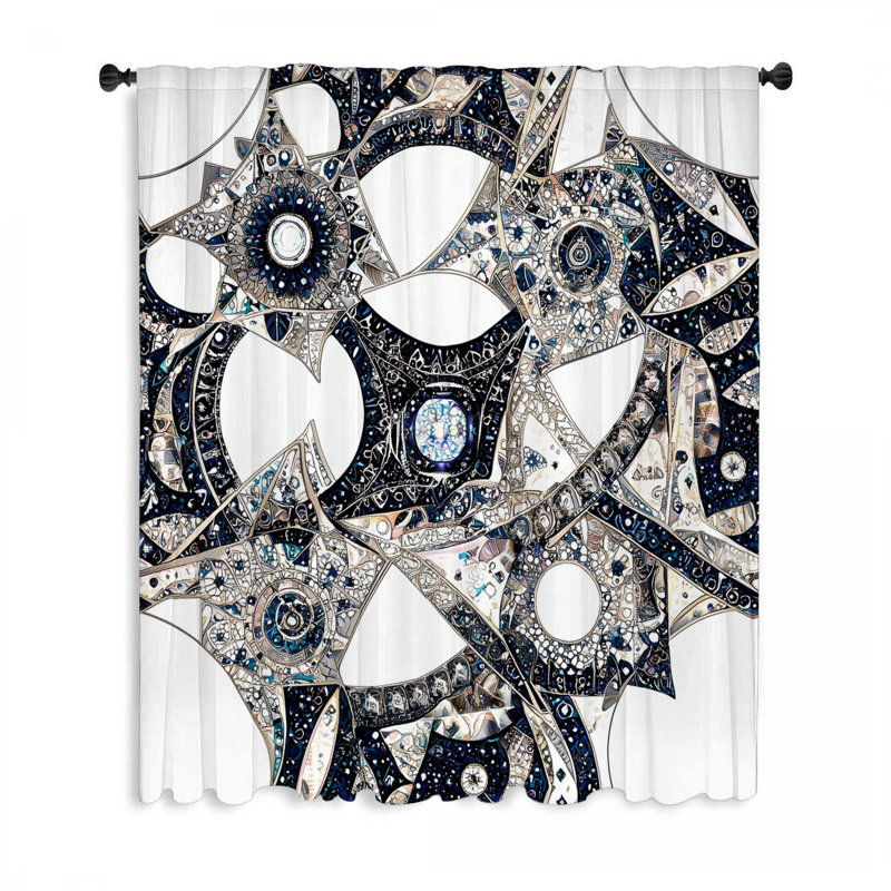 Star Pattern Window Curtains, Geometric Blockout & Sheer Curtains - 1 Panel, 50" W x 84" L