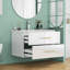 Meuble-lavabo mural blanc brillant 30 po avec lavabo combiné, double tiroir, lavabo en céramique, longue poignée en métal, installation facile, blanc brillant-1692731388