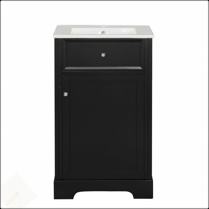 Meuble-lavabo moderne de 20 pouces avec lavabo, porte à fermeture douce et grand espace de rangement pour les espaces compacts
