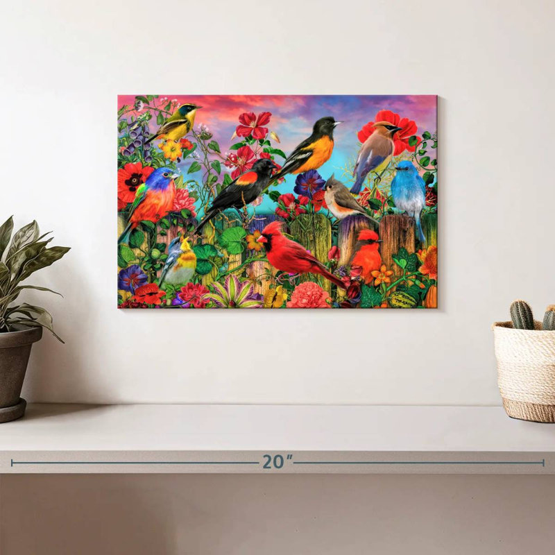 Brampt oiseaux et fleurs I, H 8 po x l 12 po