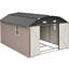 Remise de rangement extérieure en acier galvanisé brun de 1012 pi avec cadre de plancher pour une utilisation intensive, avec construction résistante aux intempéries, grande ouverture de porte, fenêtres transparentes, loquet et évents pour une chaleur efficace
