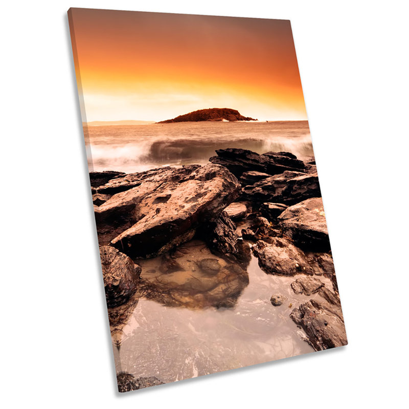 X0295 Sunset Beach Surf Rocks - Wrapped Canvas Print, 54cm H x 36cm W x 4cm D