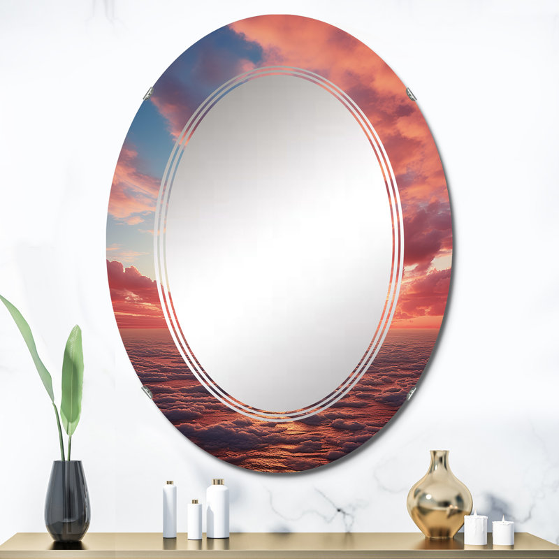 Diorios - Miroir mural nautique et plage ovale, 36 po x 24 po