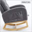 Chaise berçante d'appoint gris foncé avec repose-pieds et pieds en bois d'hévéa à dossier haut