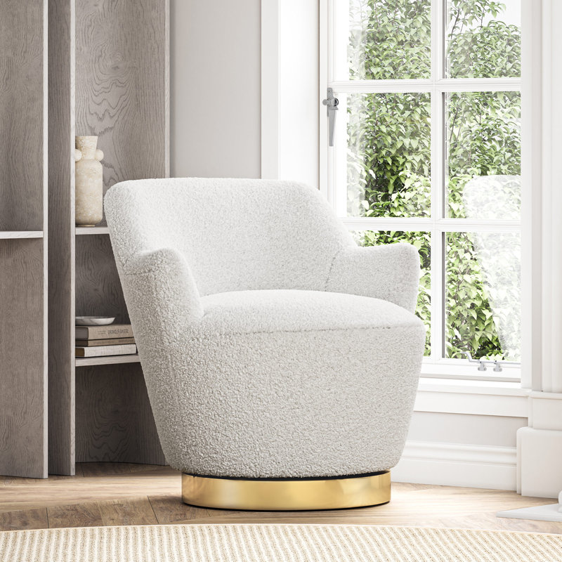Fauteuil pivotant rembourré Corabeth, Polyester blanc