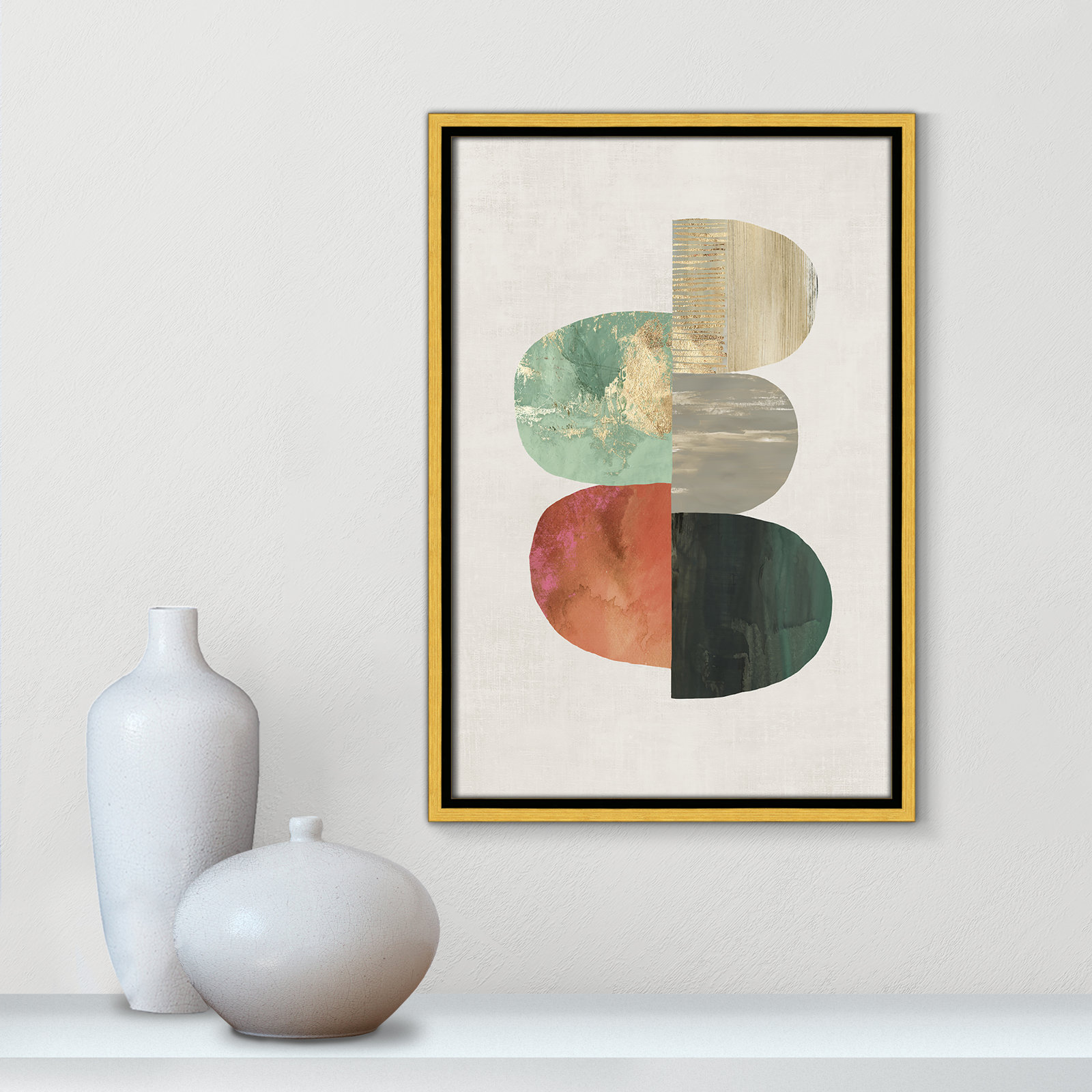 Evolving Energy I - Painting Print, Picture Framed Canvas, 19.5" H x 13.5" W, Gold