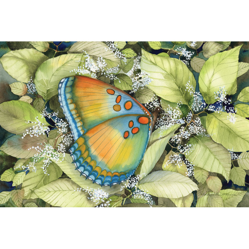 Royal Butterfly by Kathleen Parr McKenna - Painting, 51 cm H x 76 cm W, Black Floater Framed