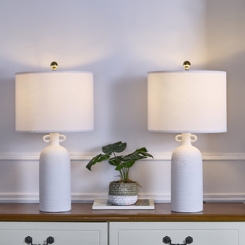 24'' White Ceramic  Table Lamp (Set Of 2)