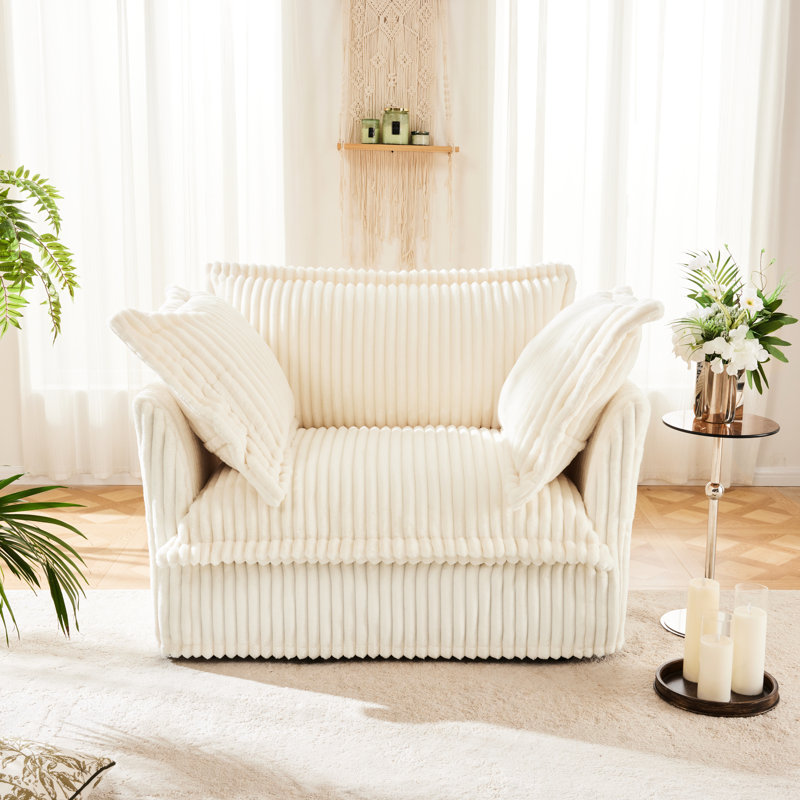 Crème moderne avec velours côtelé et rembourrage pour le confort, Crème
