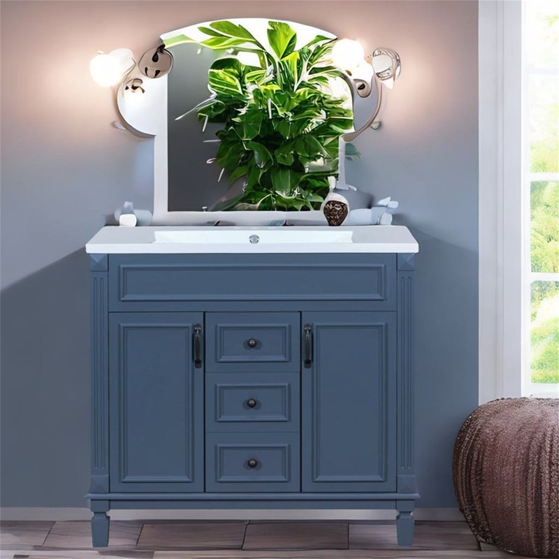 Base de meuble-lavabo simple 35,9 po seulement en bleu