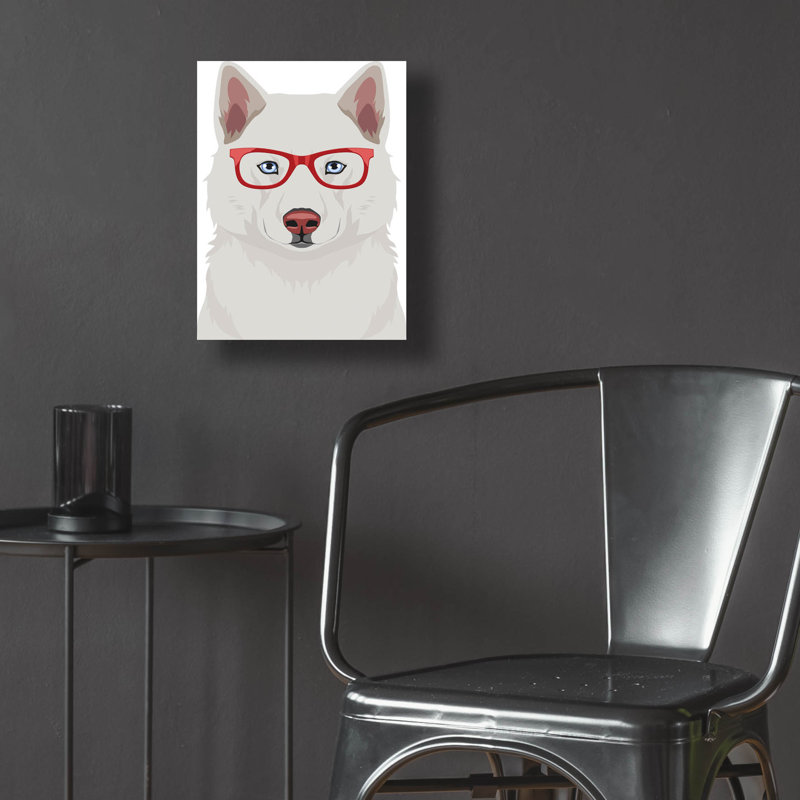Art mural en verre épique «Husky portant des lunettes de hipster» par Furbaby Affiliates, H 16 po x l 12 po x P 0,13 po