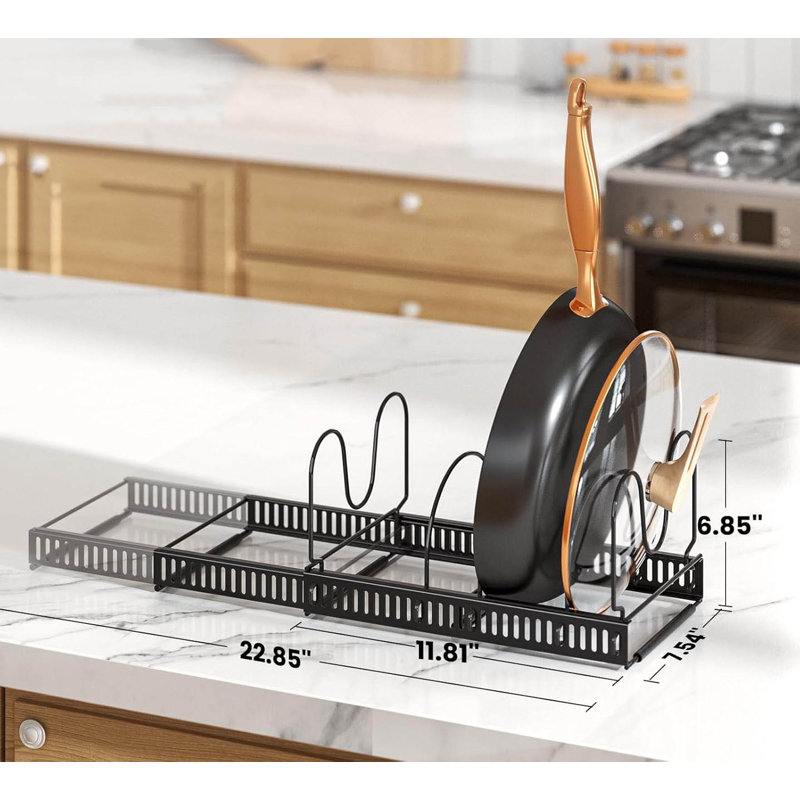 Metal Rectangle Free Standing Pot Rack, Black
