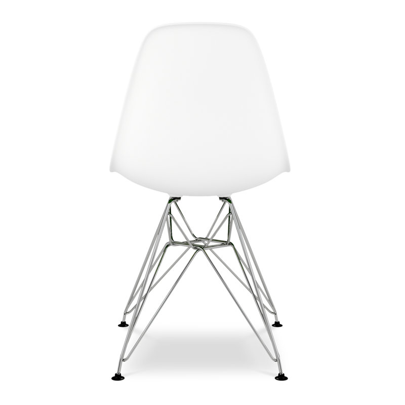 White Acrylic and Chrome Steel Modern Dining Chair Set