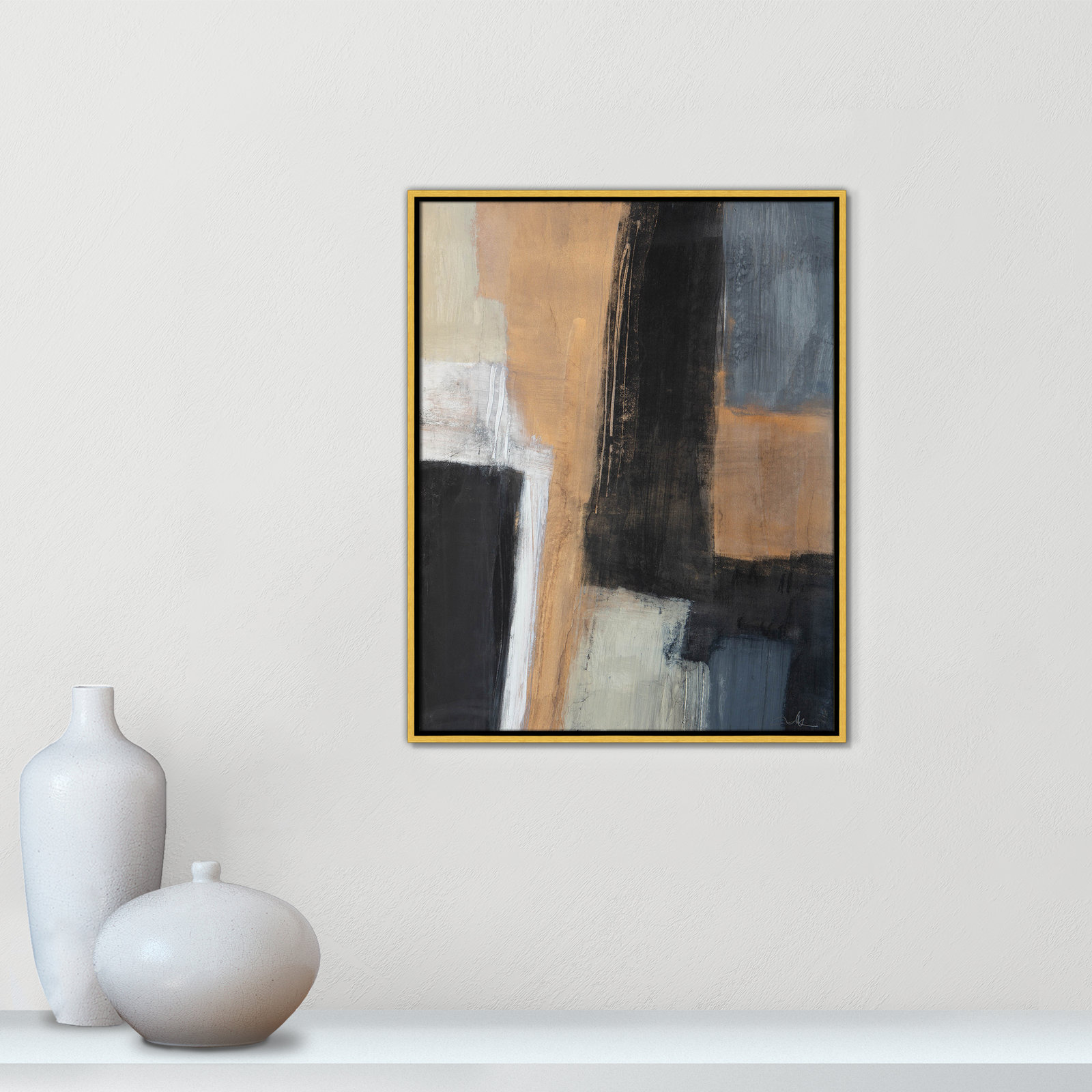 Calderon "Metallic Slate I" Print, 29.5" H x 23.5" W x 2" D, Gold