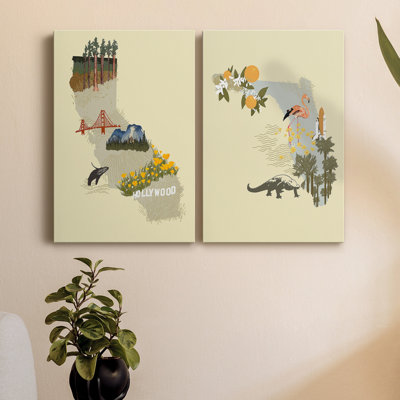 " Illustrated State-California " 2 - Pieces