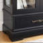 Vitrine vitrée noire avec tablettes réglables, vitrine à 2 portes avec tiroir intégré et ampoule