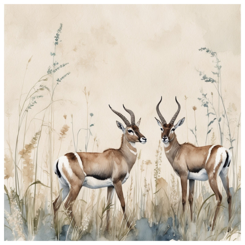 Tapis de bain Deux gazelles dans l'herbe, L 34 po x L 21 po