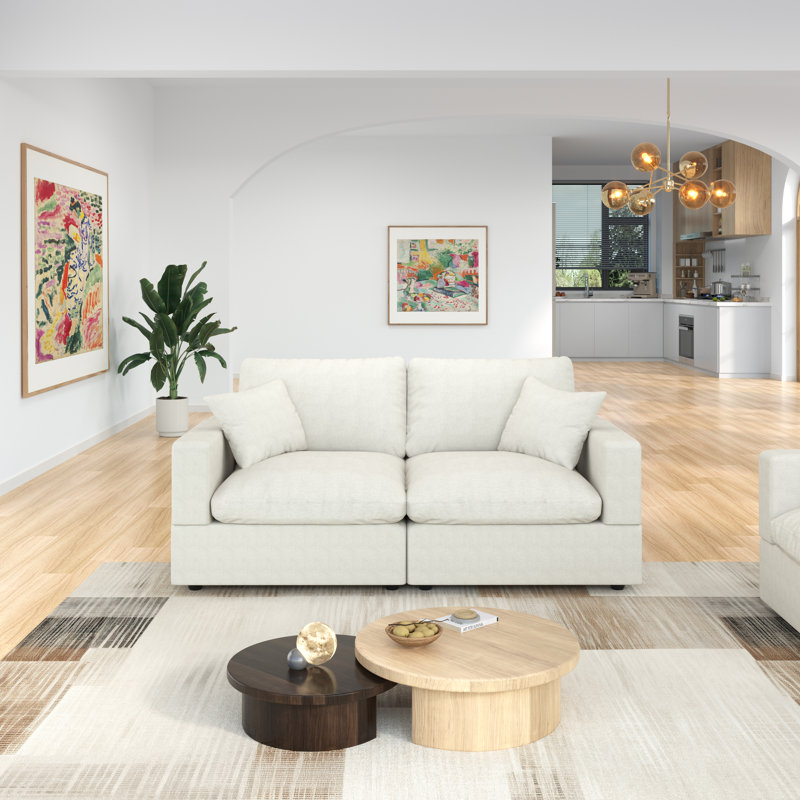 Canapé modulaire à 2 places modulaire Comfy Cloud Couch pour le salon, Canapé modulaire rembourré modulaire à siège profond convertible, Housses de coussin amovibles et lavables