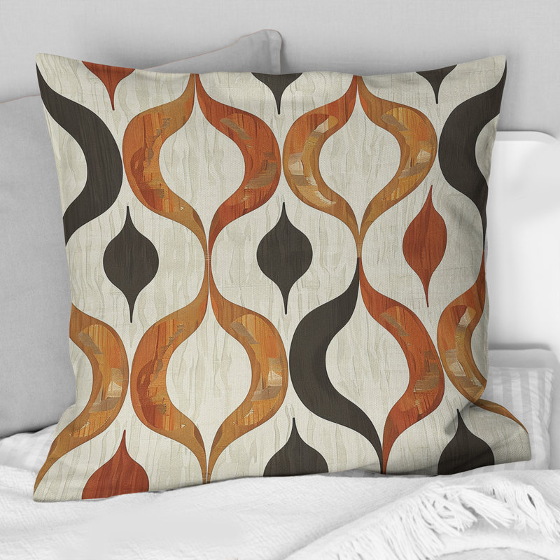 Coussin décoratif brun et beige Ogee Patterns IV, H 16 po x l 16 po