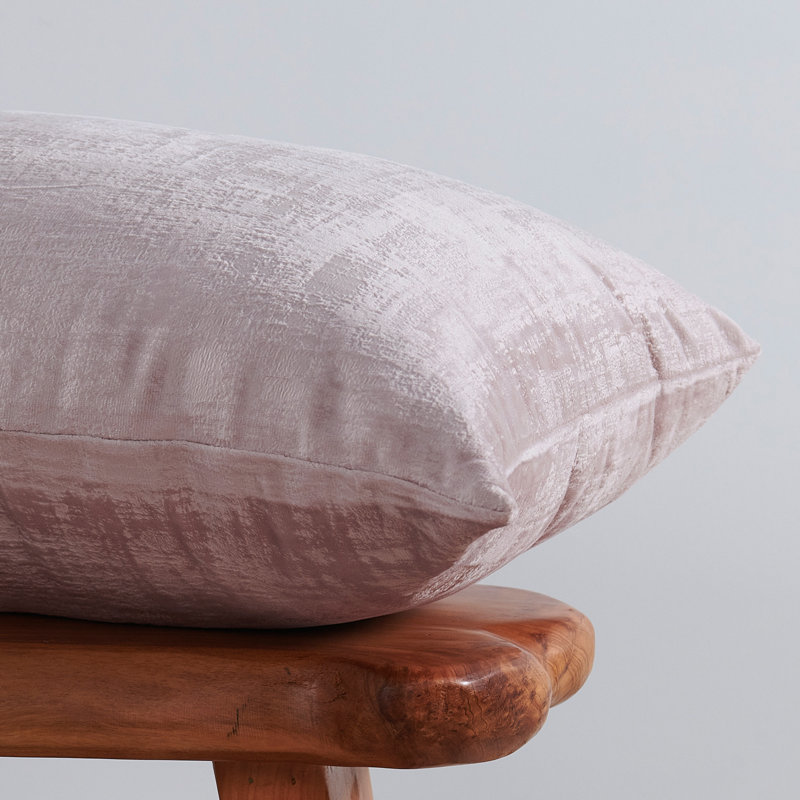 Housse de coussin rectangulaire en velours texturé, Rose tendre