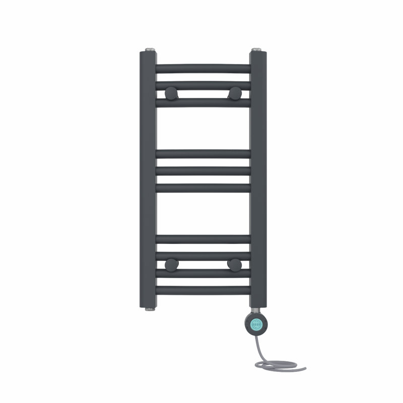 Ameia Curved Towel Rail Heated Towel Rails, 60cm H x 30cm W x 3.4cm D, Anthracite