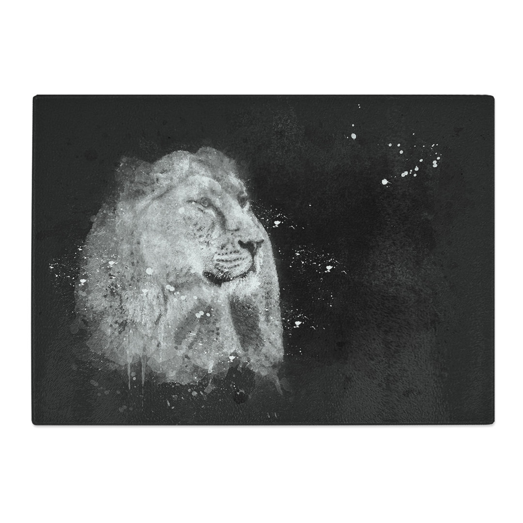 Tempered Glass Wild Lioness Paint Splash Chopping Board