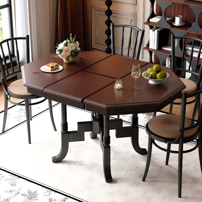 37.40"Solid Wood Extendable Octagonal Shaped Dining Table for Home Use