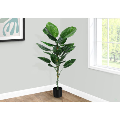 Plante artificielle, arbre de Dieffenbachia de 54 po de hauteur, intérieur, faux, faux, plancher, verdure, pot, touche réelle, décoratif, feuilles vertes, pot noir