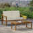 Coussin beige / structure en teck