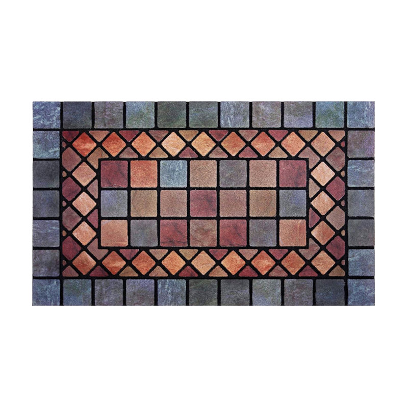 Recycled Rubber Elegant Tile Doormat, Blue  