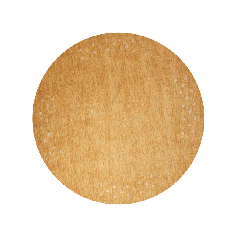 Anley Hand Knotted Loom Wool Eco-Friendly Area Rugs - Round, Gold Color, Contemporary Modern Design, High Pile Thick Handmade Anti Skid Area Rugs for Living Room, Bed Room