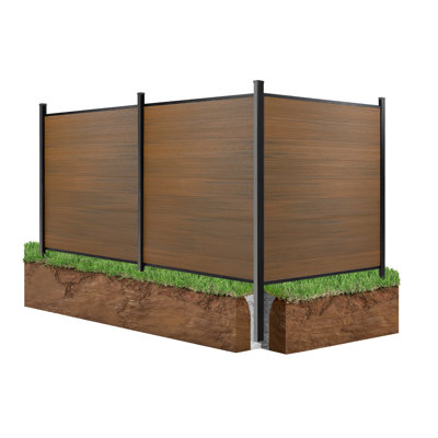 8ft H Composite Privacy Fence Panels With Post (In-ground 2ft, Groud 6ft )