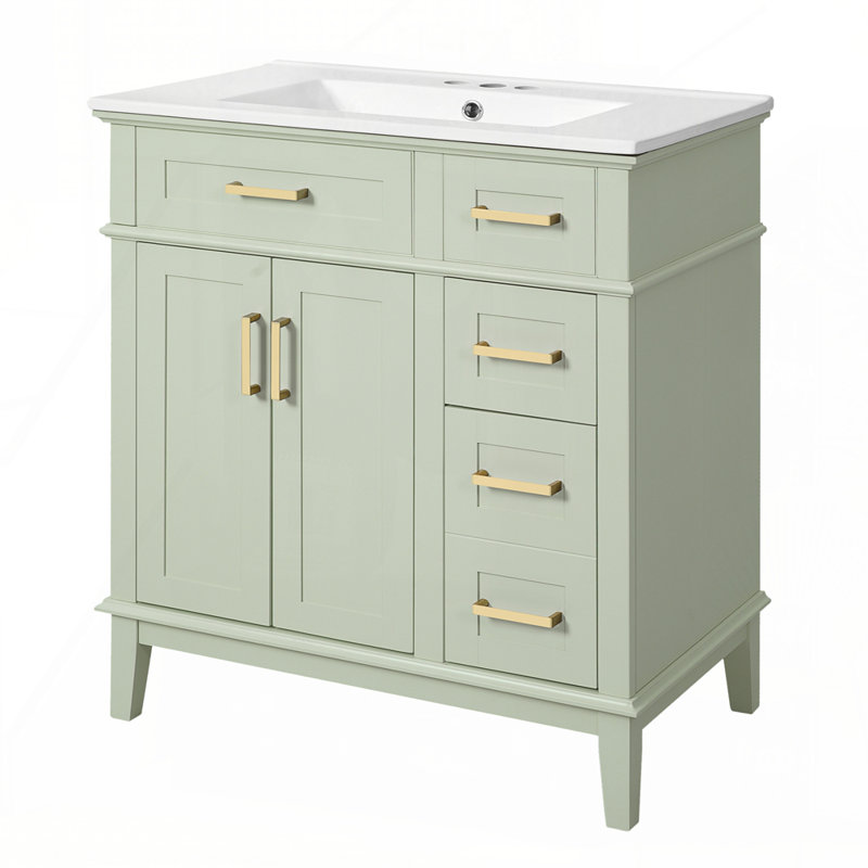 Meuble-lavabo 30 po avec lavabo en céramique, Vert