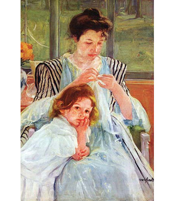 «Young Mother Sewing» par Mary Cassatt, reproduction d'art