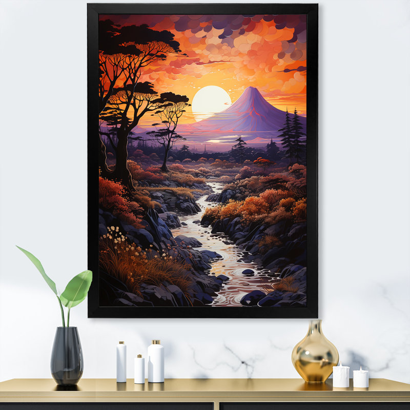 Volcano Volcanic Glow II sur impression sur toile, Cadre simple noir, H 44 po x l 34 po x P 1,5 po