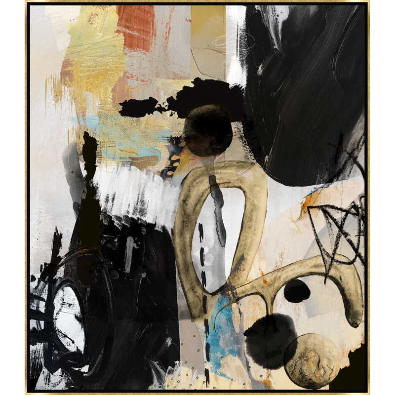 Rock Out, 55.5" H x 48.5" W, Gilded Gold Floater Framed Canvas, No Mat